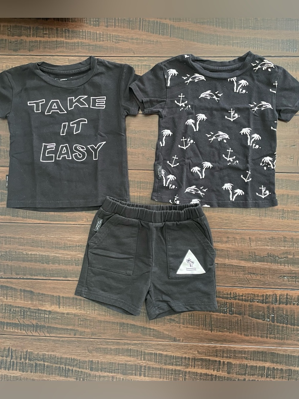 Tiny Tribe Black Shorts and T-Shirts Bundle